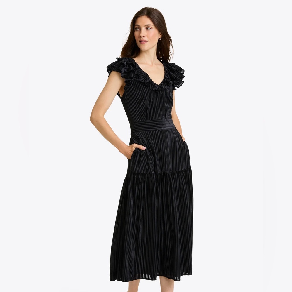 Draper James Black Ruffled Midi